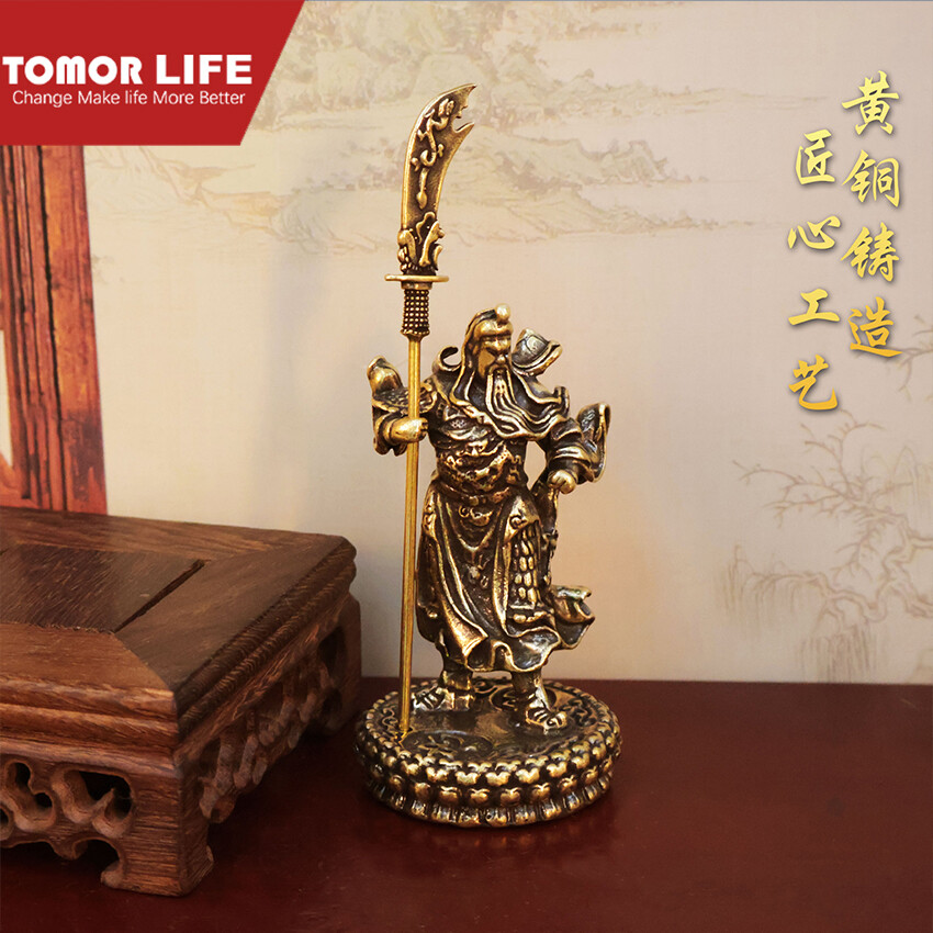 Tomor Life Creative Mini Table Decoration brass Material horseback riding Guan Gong ornaments bronze statue