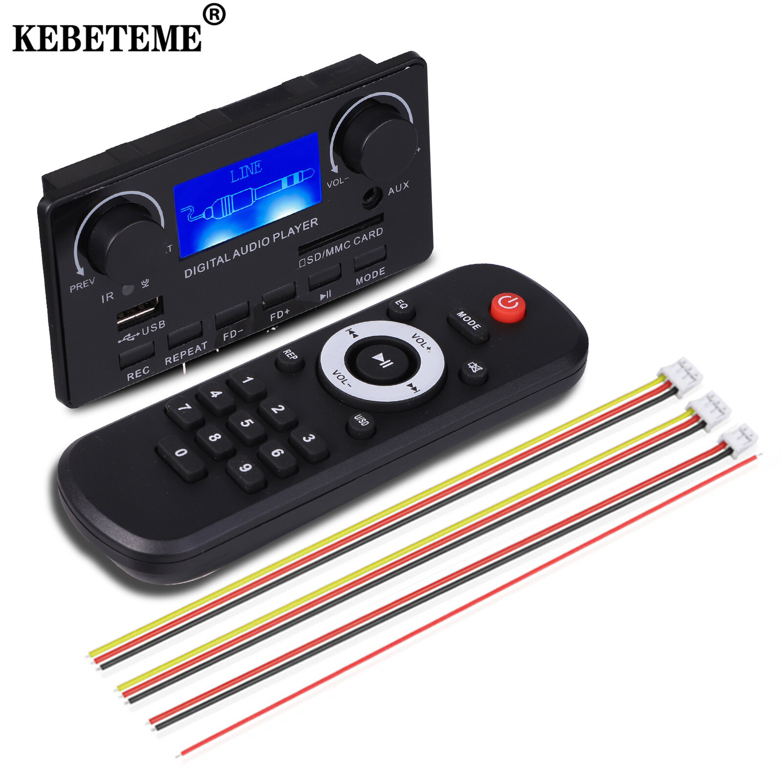 Kebeteme dc 12v lcd mp3 decoder board dac bluetooth 5.0 audio receiver ape flac decoder support handsfree recording radio lyrics display