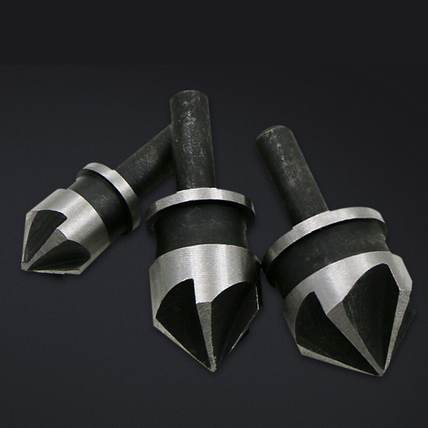 3PCS Countersink Drill Bit Hss Hex Chamfer Five Pears Hexagonal 90 Degrees Boring Drill Shank Carbon Steel Woodworking Tools Set