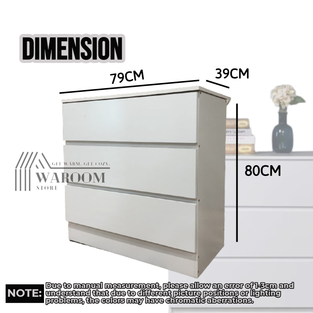 (READY STOCK) Chest Drawer|3 Layer Drawer Storage|3 Tingkat Laci Putih|IKEA|Rak Baju|Laci Kayu|TAHAN