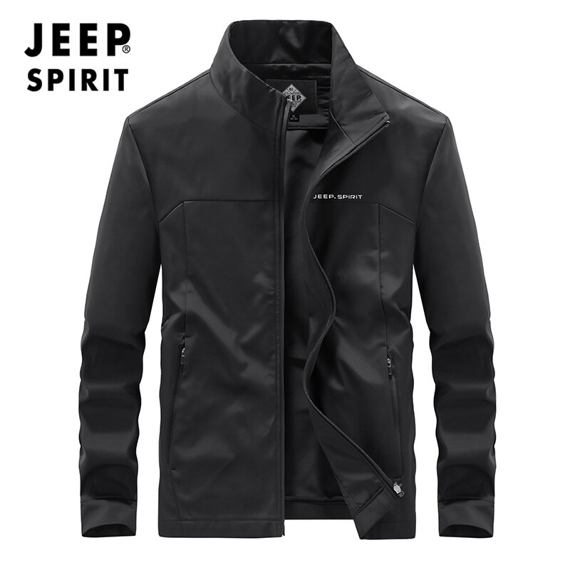 JEEP SPIRIT Men's Jacket Oversized Standing Collar Windproof Jacket Lightweight and Breathable Outdoor Casual Jacket Work Jacket
