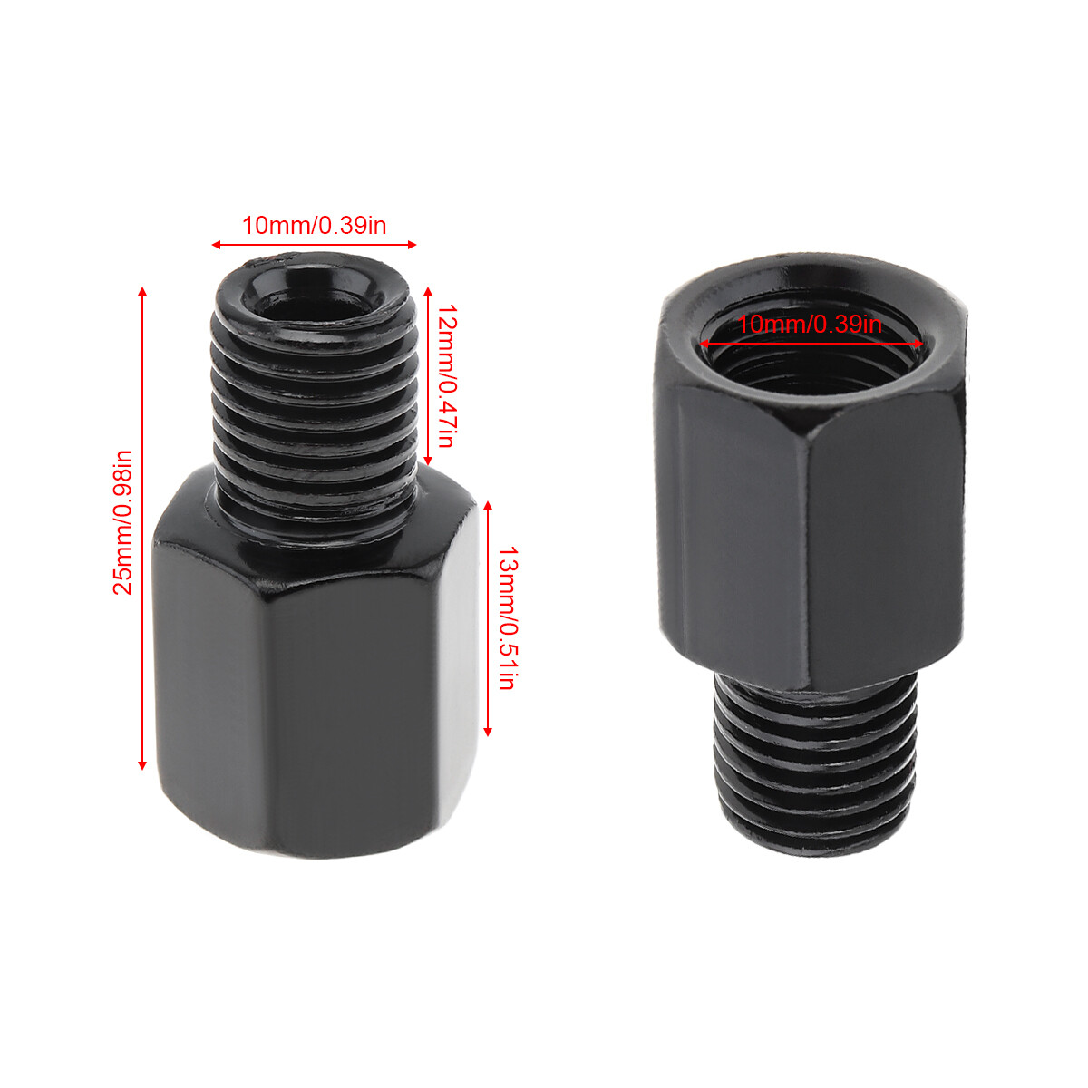 10mm to 10mm Motorcycle Rearview Mirror Screw Thread Adapter Conversion Bolt Clockwise and Counterclockwise 10mm to 10mm