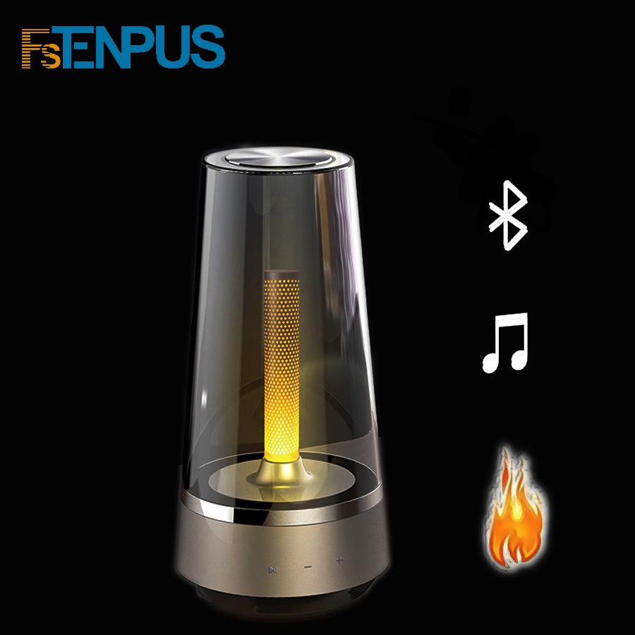 Wireless Bluetooth speaker Led Flame candle light portable Loudspeaker ...