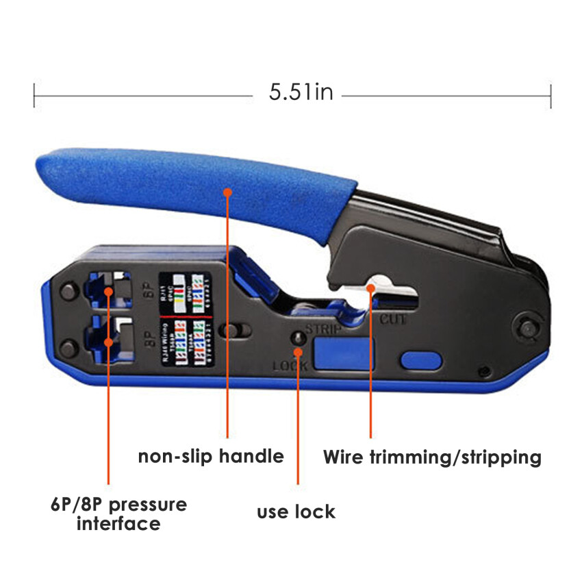 [Multifunctional RJ45 Crystal Head 8P6P Network Tool Tape Stripping And Squeezing Crimping Cables Network Cable Pliers - Network Crimping Pliers,[100% Original + In Stock]  RJ45 Crimping Tool Pliers Network Crimper Stripper Cutter Ethernet Clip Tongs RG45 Cat6 Cat5e Cat5 Cat3 RJ11 Multi Function,Multifunctional RJ45 Crystal Head 8P6P Network Tool Tape Stripping And Squeezing Crimping Cables Network Cable Pliers - Network Crimping Pliers,]