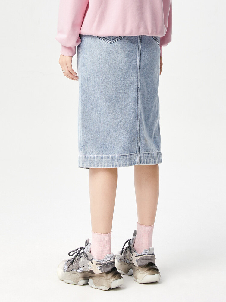 【Heartbeat Love】váy Denim Nữ A21 Váy Midi Thon Gọn Eo Cao 2022
