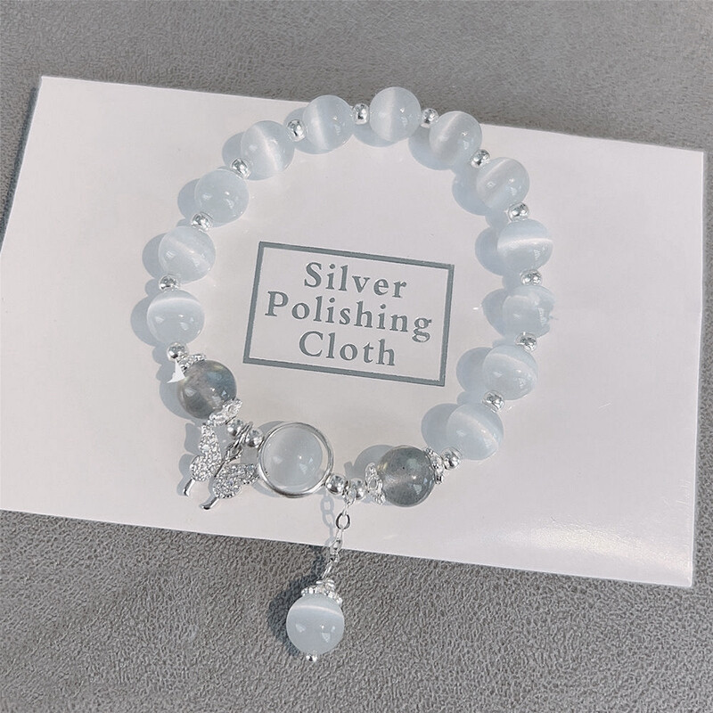 【QNAIT】Fashion Artificial Opal Beaded Butterfly Bracelet