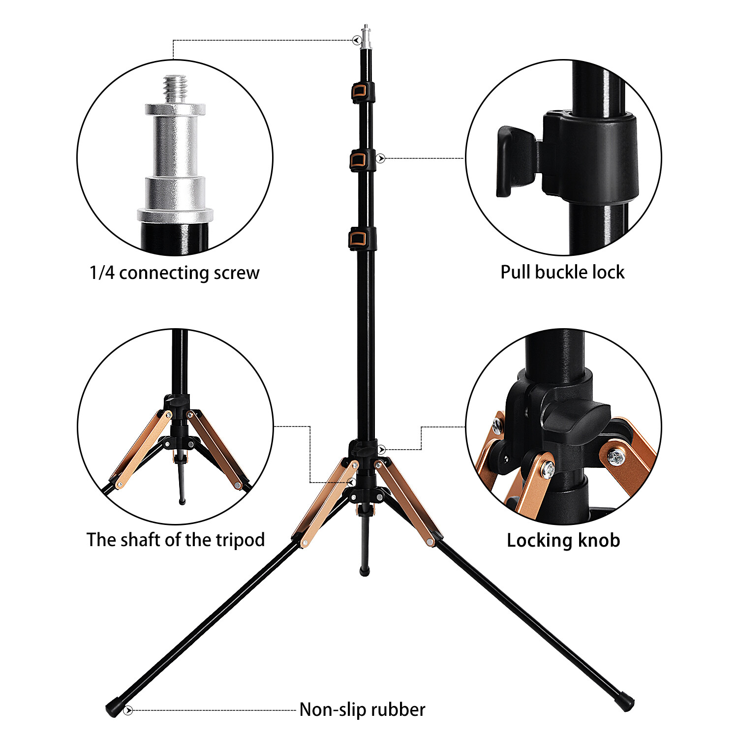Photography FOSOTO 75In Led Light Stand Er Lightweight Aluminum Alloy Tripod Light Stand Reverse I.1627468970