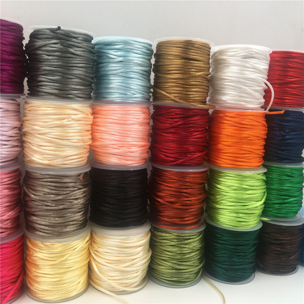 2mm 30meters/roll Corlorful Chinese Knot Cord Polyester Thread Cope Bracelet Braided String DIY Tassels Beading Thread 30米卷轴装多色涤纶中国结绳