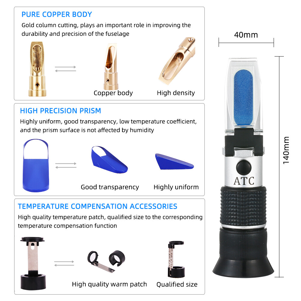Khúc Xạ Kế RCYAGO Brix Khoảng 0-90% Thức Ăn Đường Với Hộp Pu