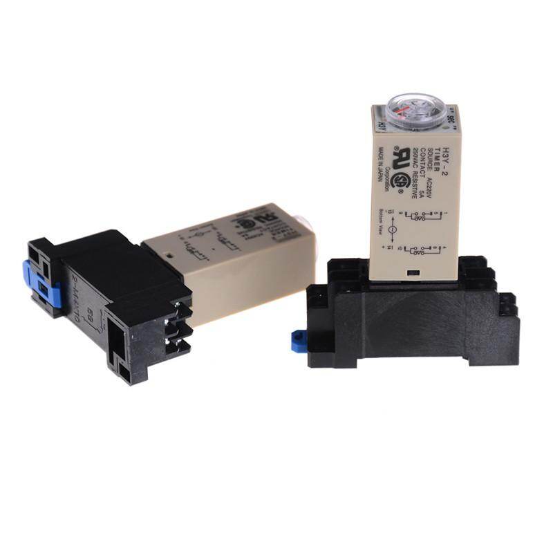 【gangke】220V H3Y-2 Power On Time Relay Delay Timer 0-30s/60s DPDT & Base Socket