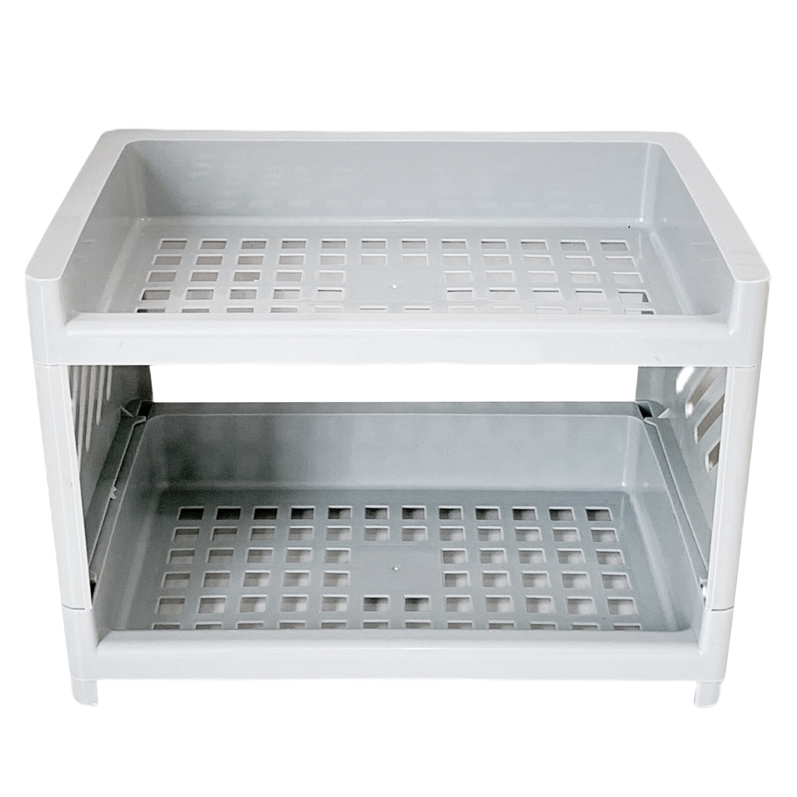 Laca Storage Shelf Double Tiers Multi-Function Plastic Cosmetic Sundries Organizer for Home