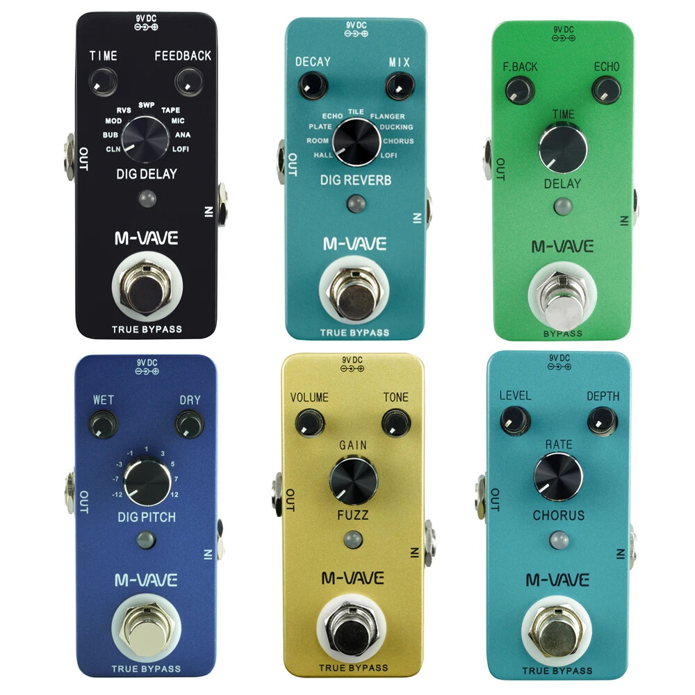 M-vave bàn đạp hiệu ứng guitar đào chậm trễ độ trễ kỹ thuật số với 9 hiệu ứng trễ chức năng true bypass vỏ kim loại nguyên khối đòn bẩy đàn ghi-ta phụ kiện