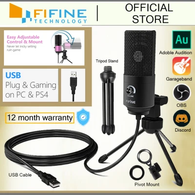 FIFINE K669B USB MICROPHONE WITH VOLUME DIAL FOR STREAMING, VOCAL RECORDING, PODCASTING ON COMPUTER