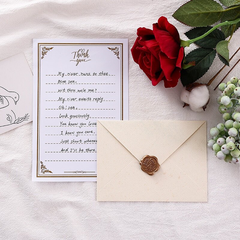 5 pcs Linen kết cấu phong bì đơn giản phong bì Retro thiết lập