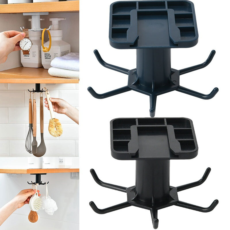 Kitchen 360 Rotation Storage Rack Organizer Storage Supplies Bathroom Wall Hanger Dish Drying