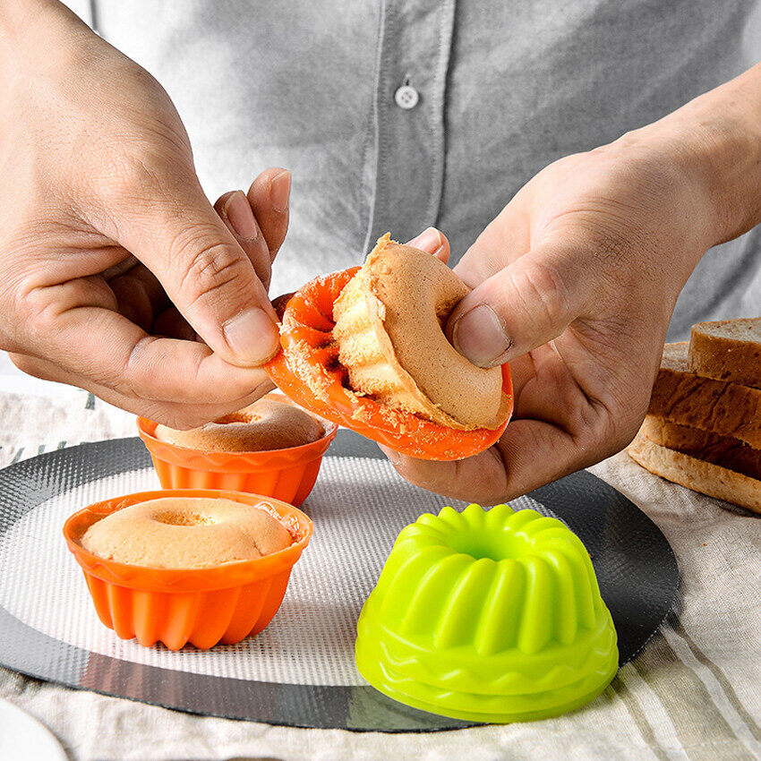 6/12pcs Silicone cupcake chén nướng 6 gói, tái sử dụng & không dính giấy lót bánh cupcake muffin chủ sở hữu thiết lập cho Đảng Halloween Giáng sinh, dễ lau chùi Pastry Khuôn Muffin
