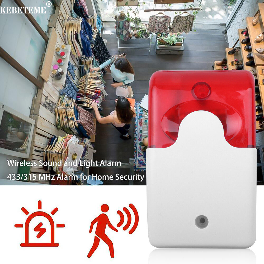 KEBETEME Wired Strobe Siren Durable 12V Wired Sound Alarm Strobe Flashing Red Light Sound Siren for Home Security Alarm System 115dB
