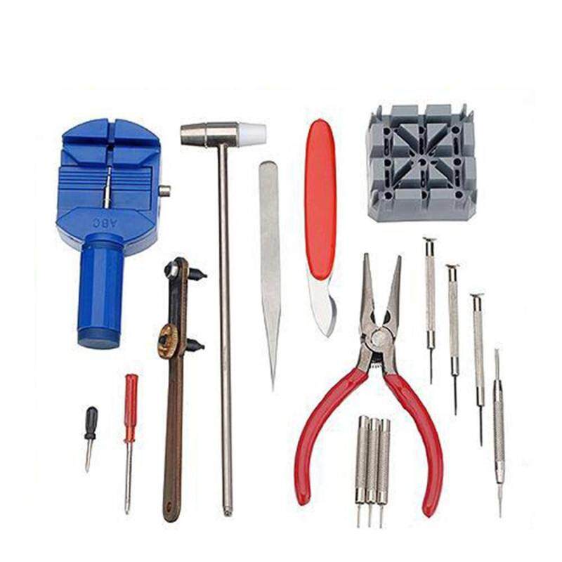 YD-008 16PCS Watch Repair Tool Kit Professional Case Opener Spring Bar Remover Screwdriver Wristwatch Repair Pin Strap Link Remover Watchmaker Tool with Hammer Malaysia
