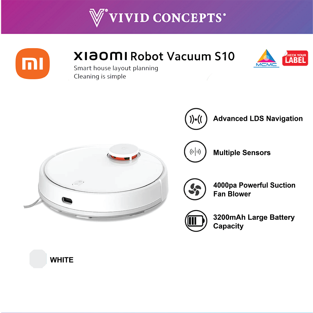 READY STOCK] Xiaomi Robot Vacuum S10 4000Pa powerful suction fan