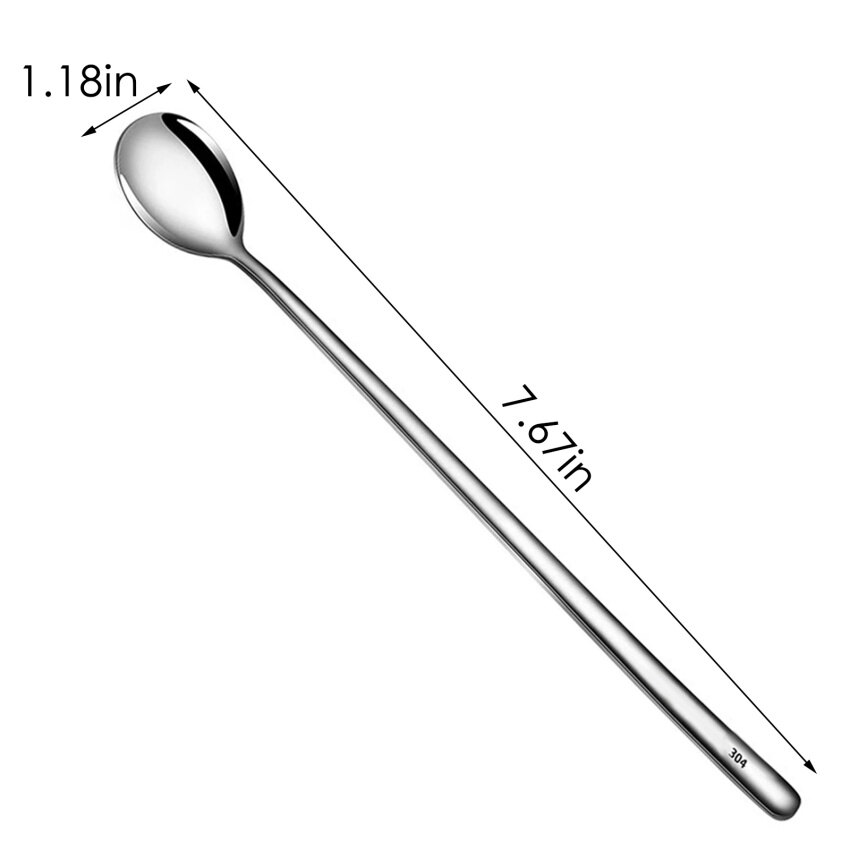 Long Handled 304 Stainless Steel Coffee Spoon Ice Cream Dessert Tea Stirring Spoon For Picnic Kitchen Accessories Bar Tools