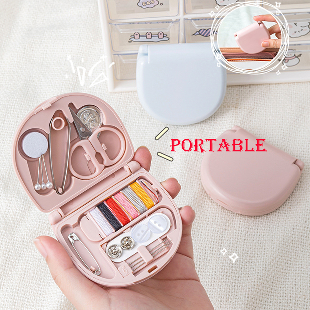 Scissor Thimble Needle Threads Box Set Needle Thread Storage Bag Mini Sewing Kit Portable Sewing Box Household