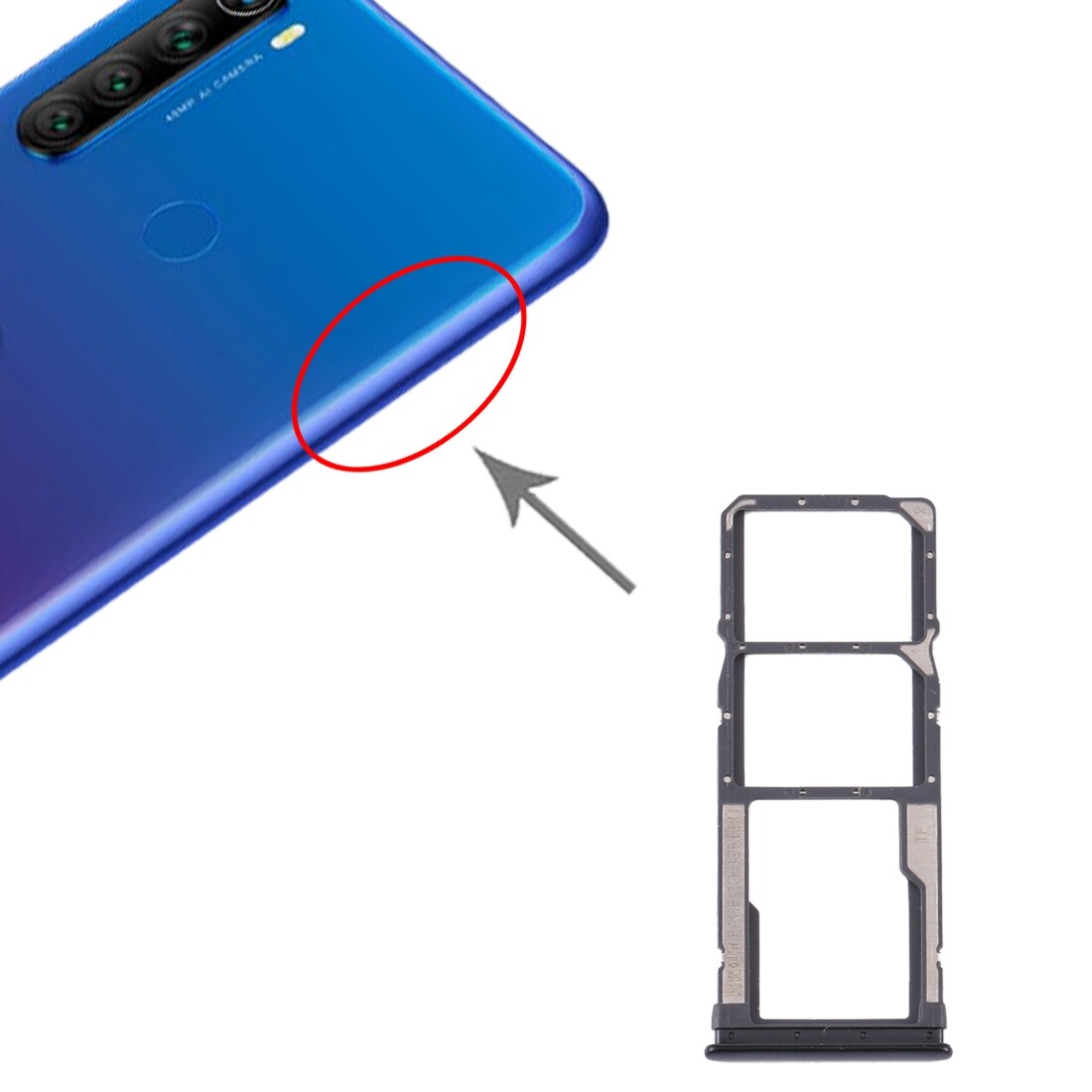 Sim card tray + sim card tray + micro sd card tray for xiaomi redmi note 8t / redmi note 8