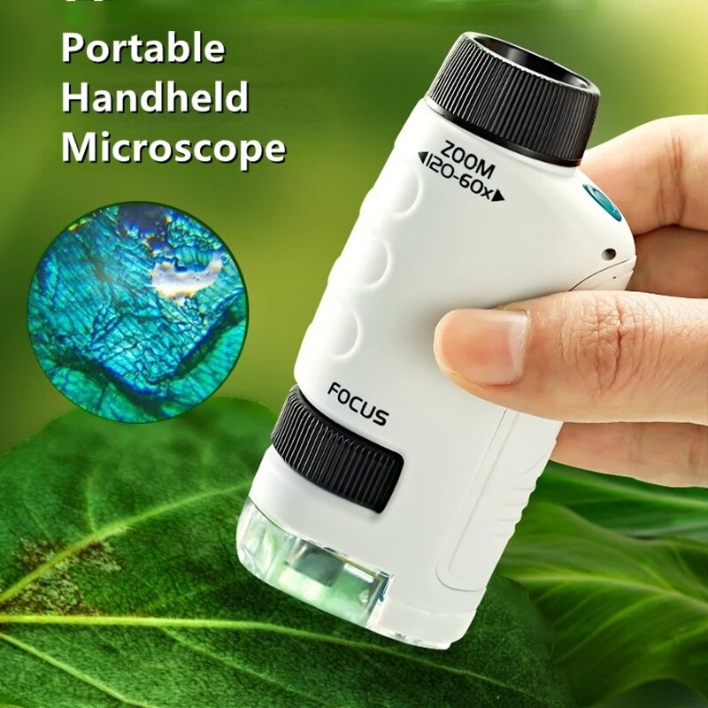TOYSMARS Children's Portable Microscope Toy Handheld Science Experiment Equipment Set Science Educational Portable Microscope
