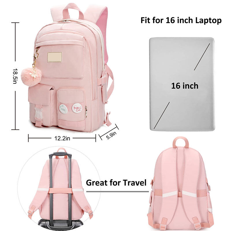 LS Female junior high school student backpack high school student school bag large-capacity backpack college student computer bag