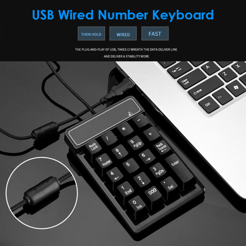 19 Keys USB Wired Keyboard Mechanical Hand Small Digital Keypad Numpad Ultra-slim Wired Keyboard Singapore