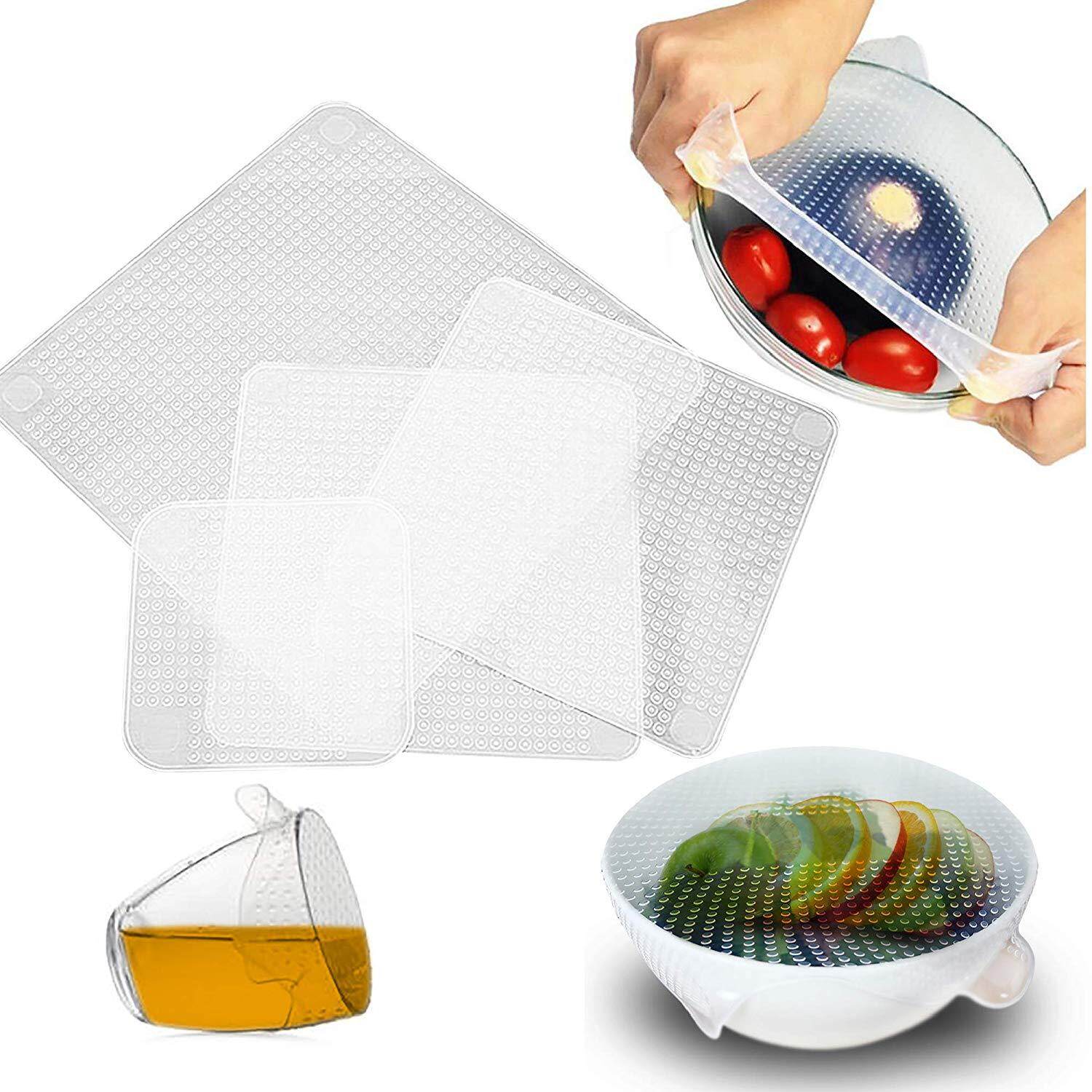 Silicone Food Wrap Replacement Cover for Tupperware, Bowls, Dishes and Plastic Container Reusable, Eco-Friendly Storage for Fruit, Fresh Produce Freezer and Microwave Safe Lids