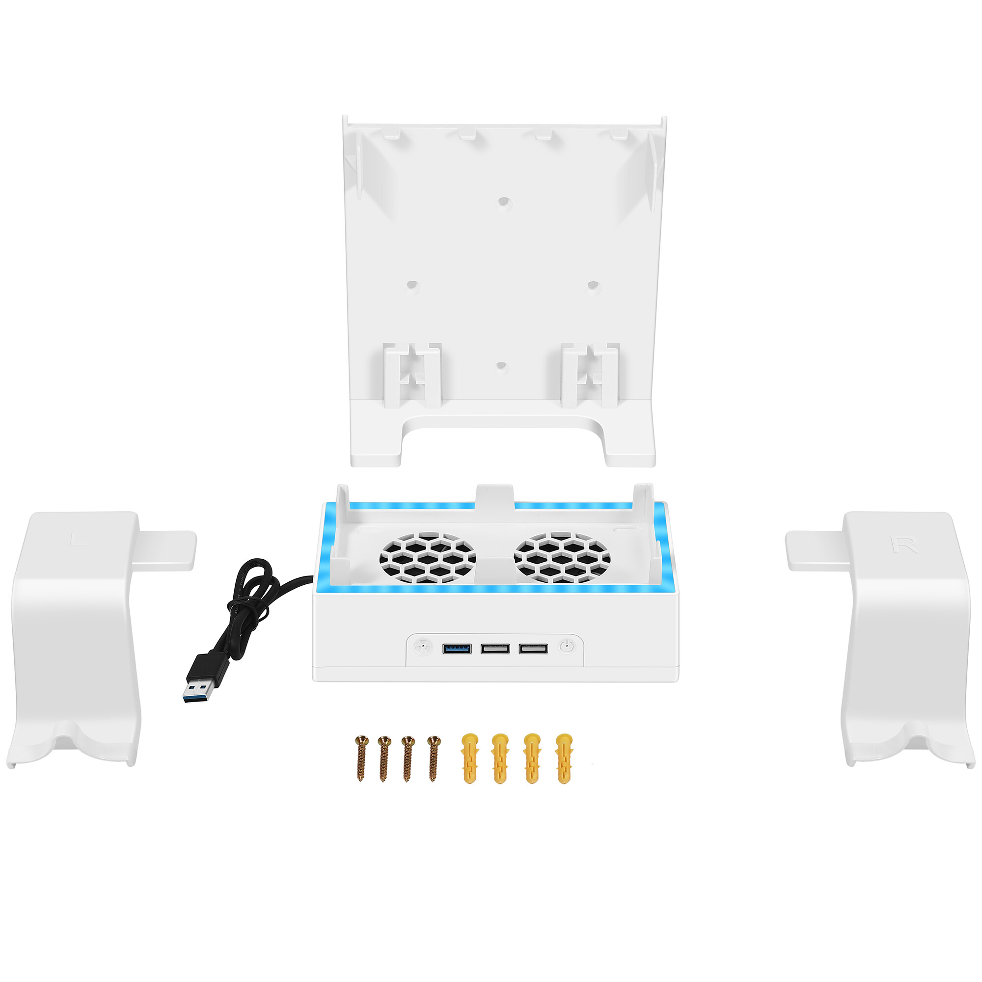Wall-Mounted Storage Cooling Dock Fan Set For Xbox Series S Wall-Mounted Dazzling Cooling Bracket