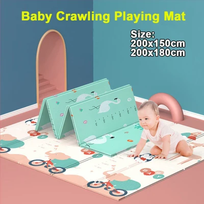200x150/180 x1.5cm Baby Reversible Play Mat Kid Activity Gym & Playmats Double-Sided Crawling Mat Foldable Waterproof