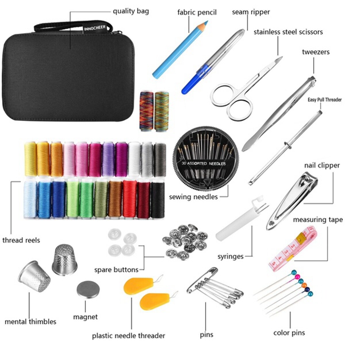 Portable Knitting Needles DIY Handcraft Sewing Box Set Thread Stitching Kit Quilting Tool Embroidery