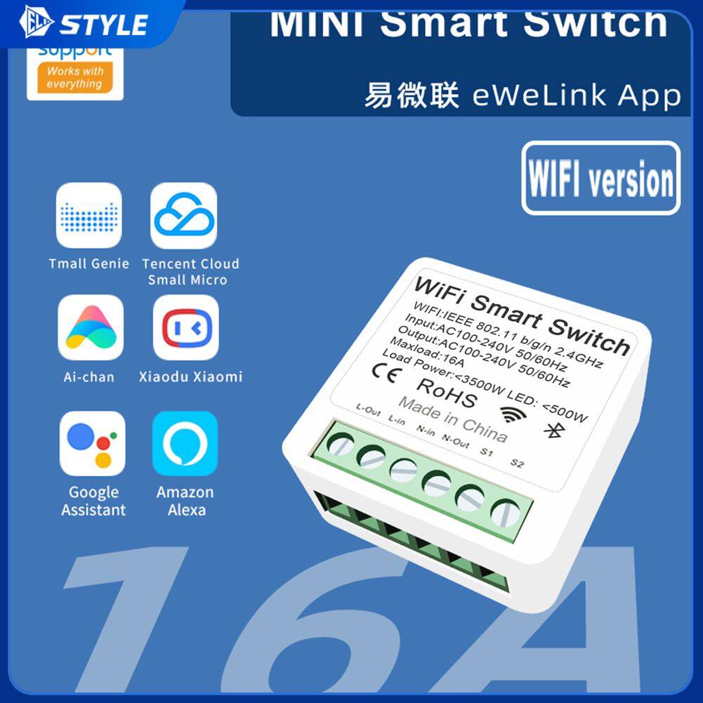 EL style EWeLink Wifi 16A MINI Smart Switch Supporte 2-way control Timer Wireless Switch mart Home Automation Compatible with Alexa Goo-gle Home