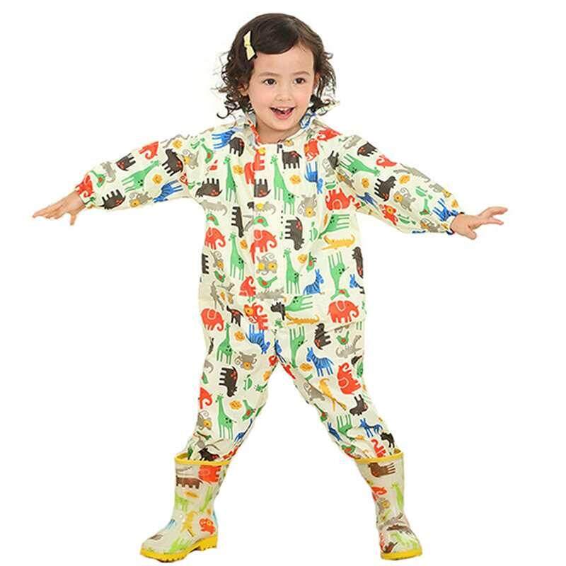 Children Cartoon Waterproof Raincoat Jumpsuit Rainwear Raincover for Boys Girls