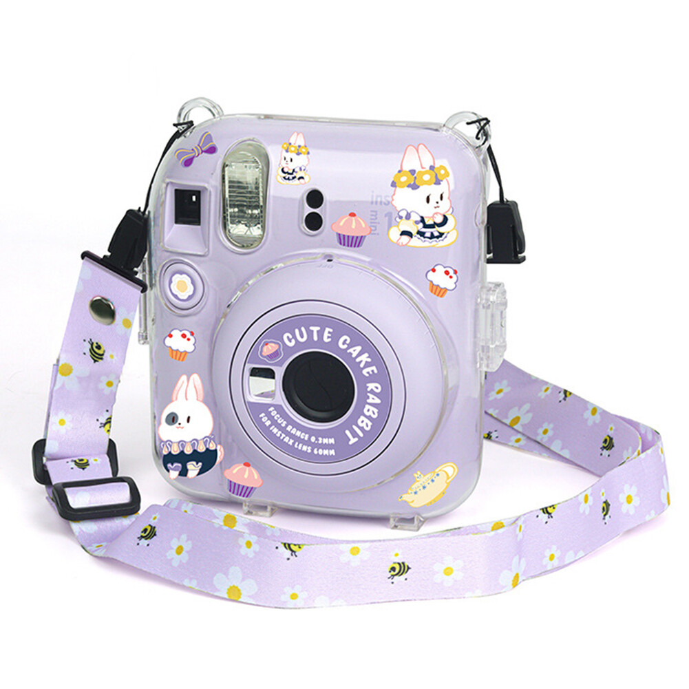Transparent Mini 12 Protective Crystal Case Update with Photo Storage Camera Case DIY Sticker Shoulder Strap for Fujifilm Instax
