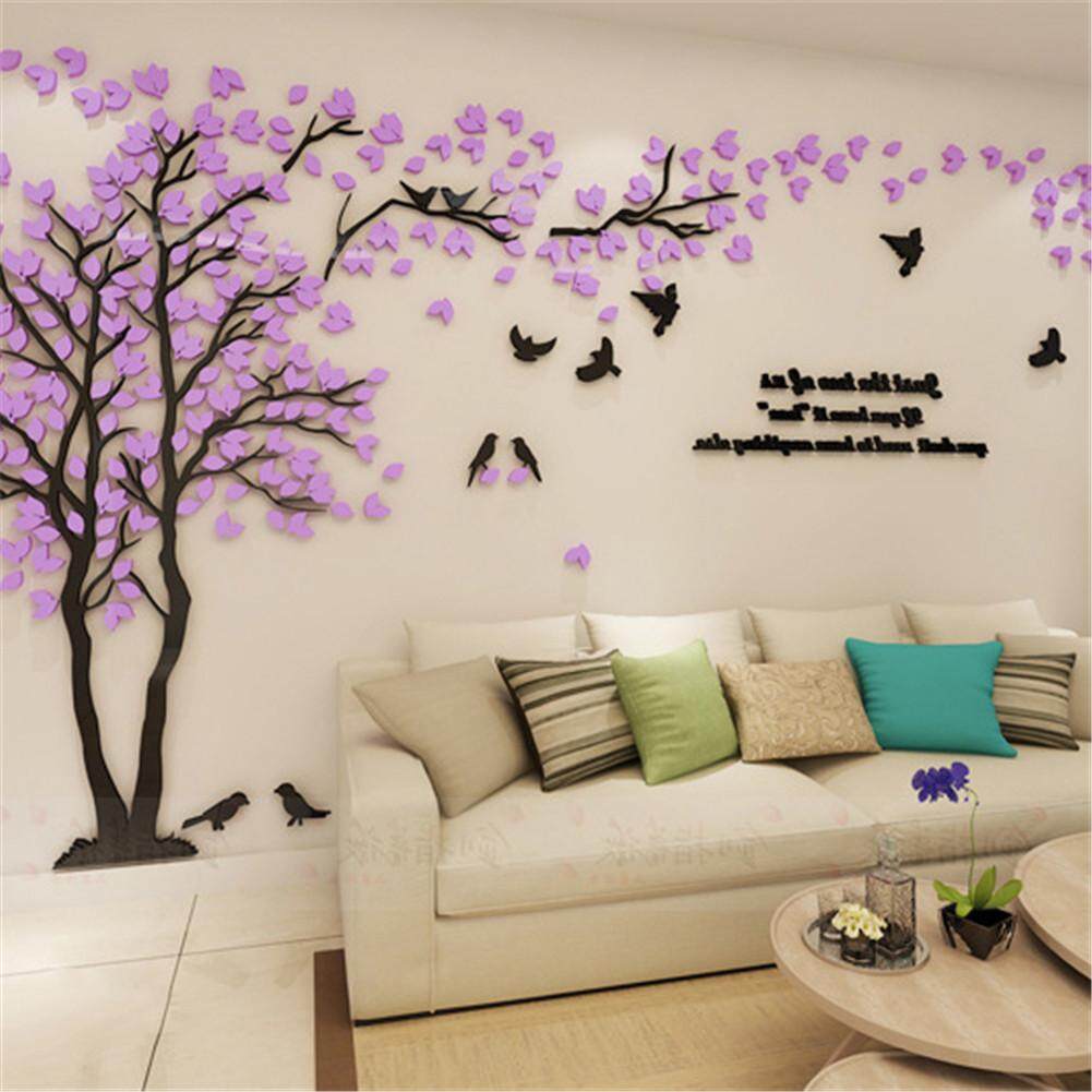 3D Acrylic Dán Tường Cặp Đôi Cây Dán Tường Nhà Phòng Khách Phòng Ngủ TV Nền Tường Thời Trang Decal Dán Tường Cây Xanh