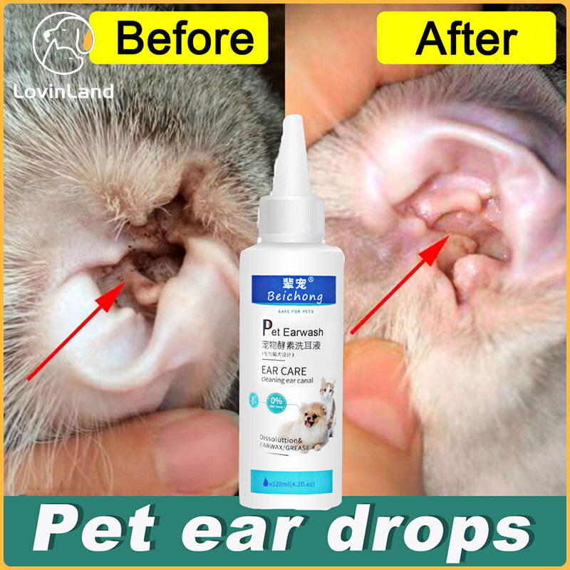 120ML dog ear infection drops dog ear cleaner cat ear cleaner pet ear cleaner cat ear mite medicine cat drop dog mite earmites for cat pet ear drops
