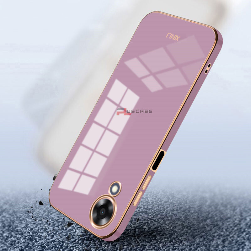 PlusCase for OPPO A17k 6D Plating Soft Case Lens Protector Square Frame Silicone Glossy Shockproof Phone Back Cover
