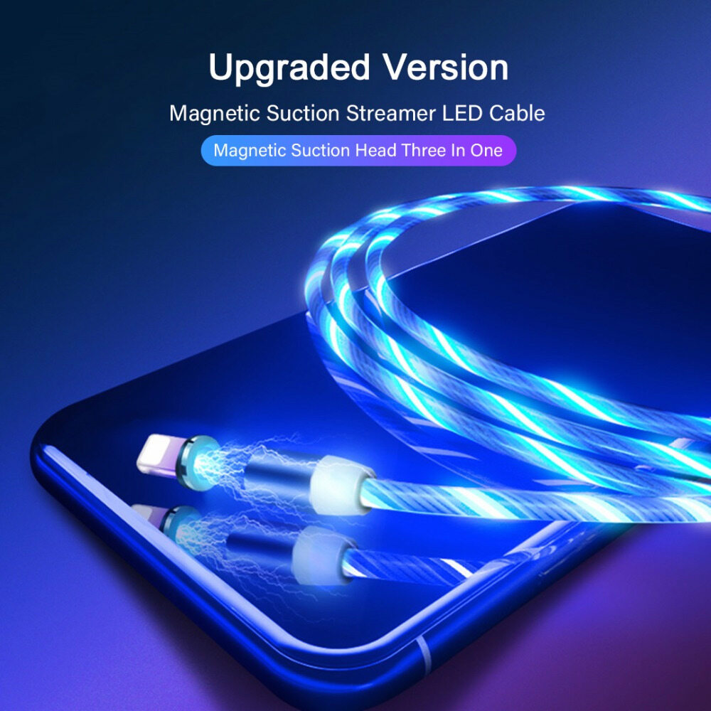 VAORLO【 3 Trong 1 】LED Từ Nhanh Chóng Sạc Cáp 2.4A Chảy Luminous Charge Cable Micro USB Type-C IOS Sét Cho iPhone Samaung Huawei Xiaomi OPPO VIVO Sạc Phổ 【High Quality】
