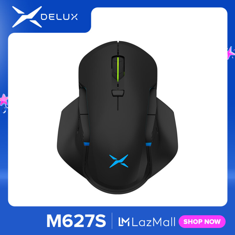Delux M627S DIY Side Wings Wired Gaming Mouse 8 Buttons 5000 DPI RGB Backlight Optical Left and Right hand Mice For PC Game User