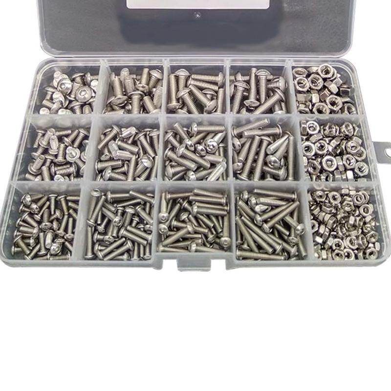 [Stainless Steel Hexagonal Screws]500PCS Stainless Steel Button Head Hex Socket Head Cap Screws Assortment Kit Bolts And Nuts Kit(M3/M4/M5 Socket Head Screws)