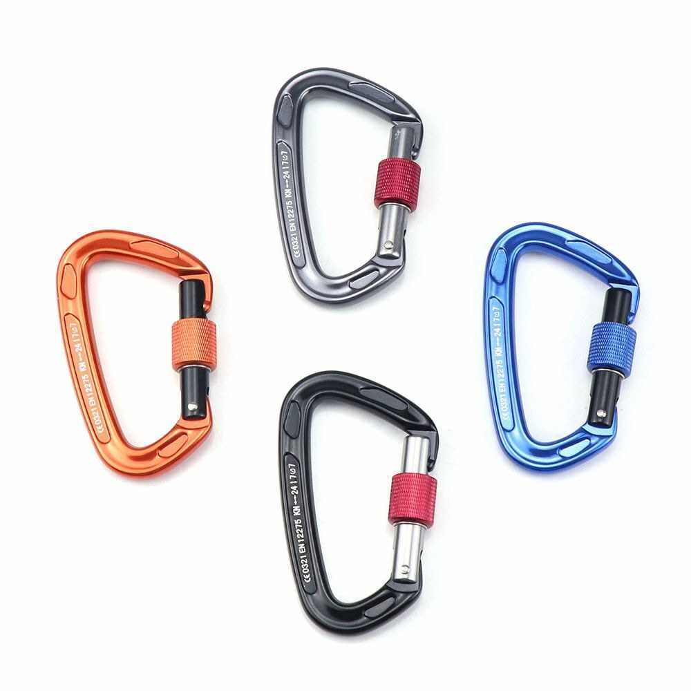 Carabiner with Screw Locking Gate 24KN Heavy Duty Carabiner Clips for Hammocks Camping Hiking Backpacking
