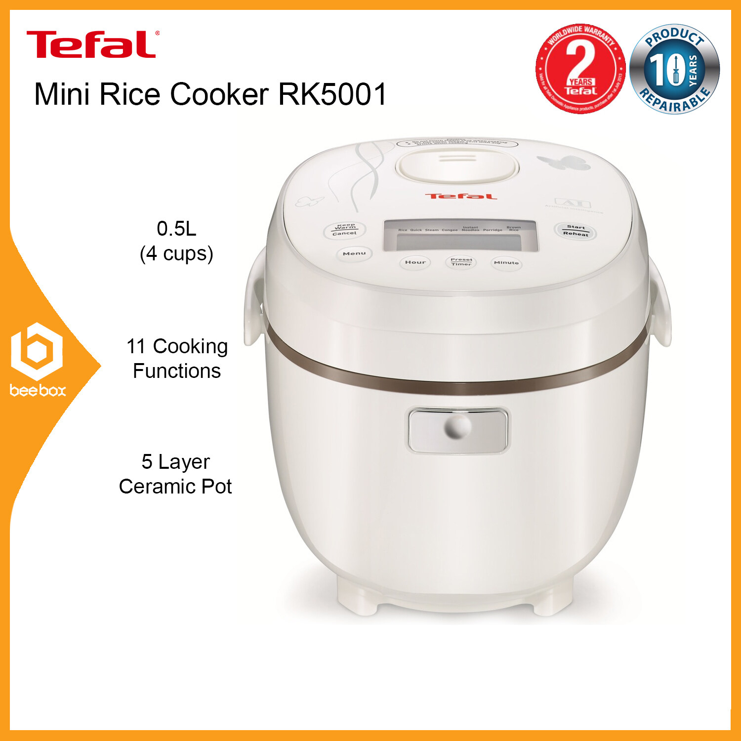 Tefal Mini Fuzzy Logic Rice Cooker 0.5L (RK5001) Lazada