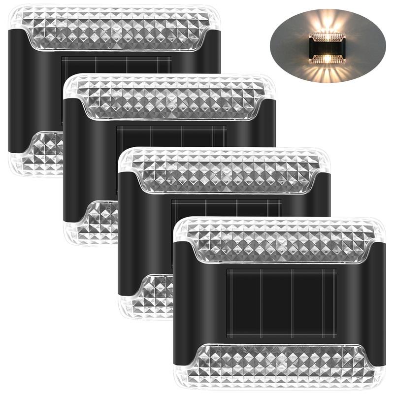 Everso 4 Pack Solar Wall Lights Up and Down Fence Lights Waterproof LED Solar Powered Security Light Solar Wall Lights Wireless Solar Security Lamps Waterproof Solar Wall Lights