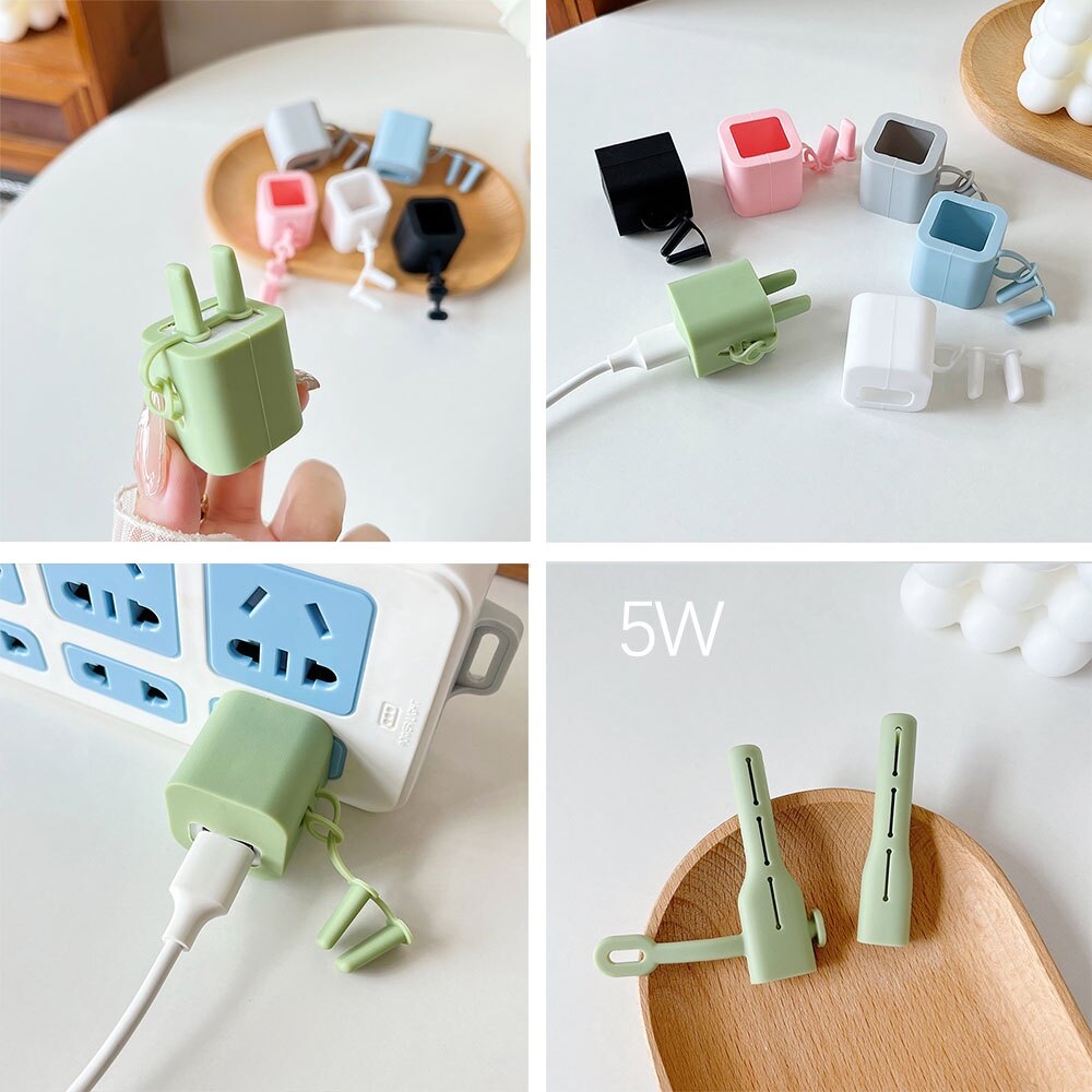 Charger Protector Set/Charging Cable Protector Cover Soft Silicone  Compatible for iphone5W Fast Charger and Type-c to Lighting Port cable [cchoice]