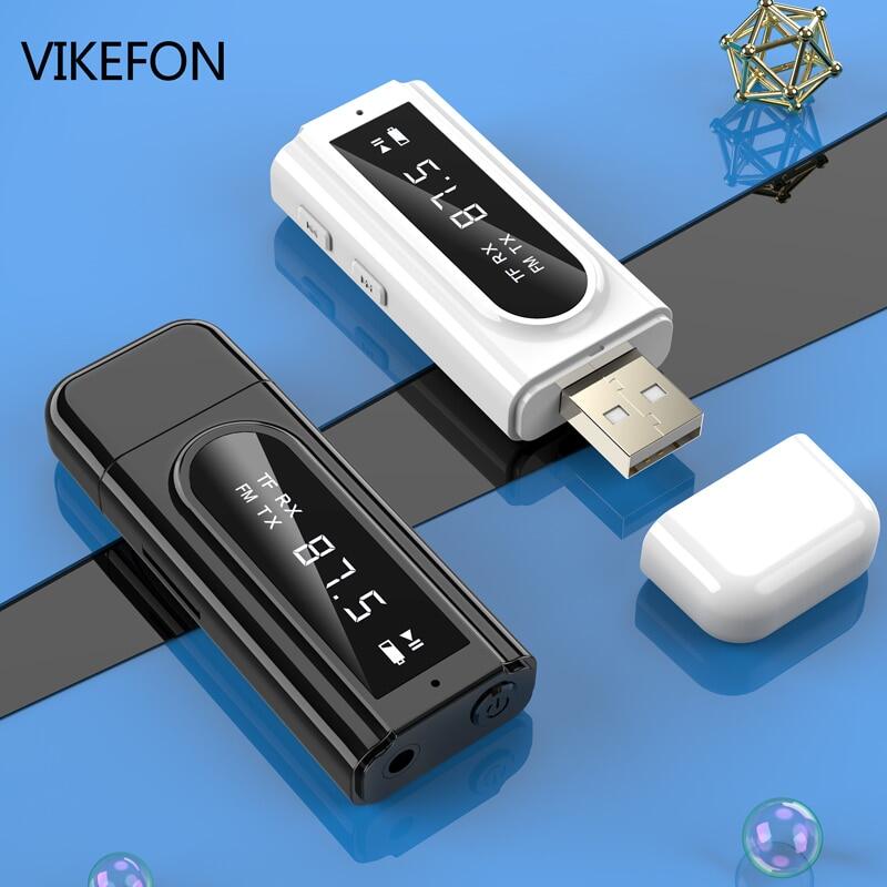 Bộ Thu Phát Bluetooth 5.0 Đầu Đọc Thẻ Điều Biến FM Xe Hơi LED, Bộ Chuyển Đổi Âm Thanh Không Dây USB Cắm AUX 3.5Mm, Rảnh Tay Mic