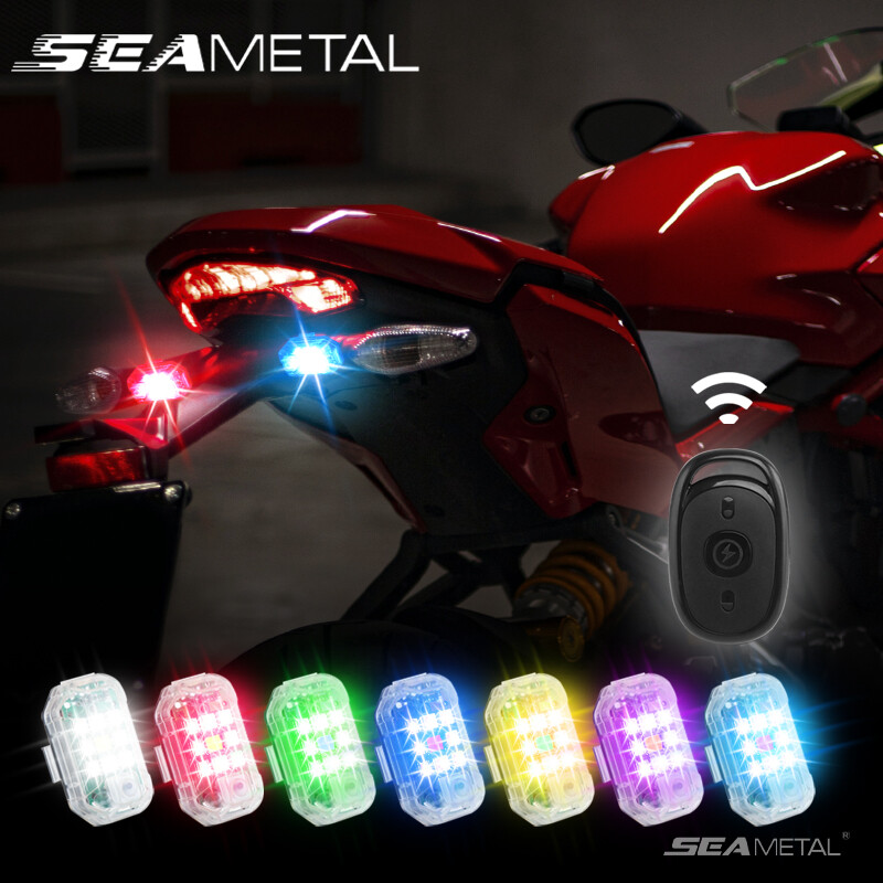 Seametal đèn Led nhấp nháy xe máy Đèn nhấp nháy sạc USB rung cảm biến đuôi đèn có điều khiển từ xa