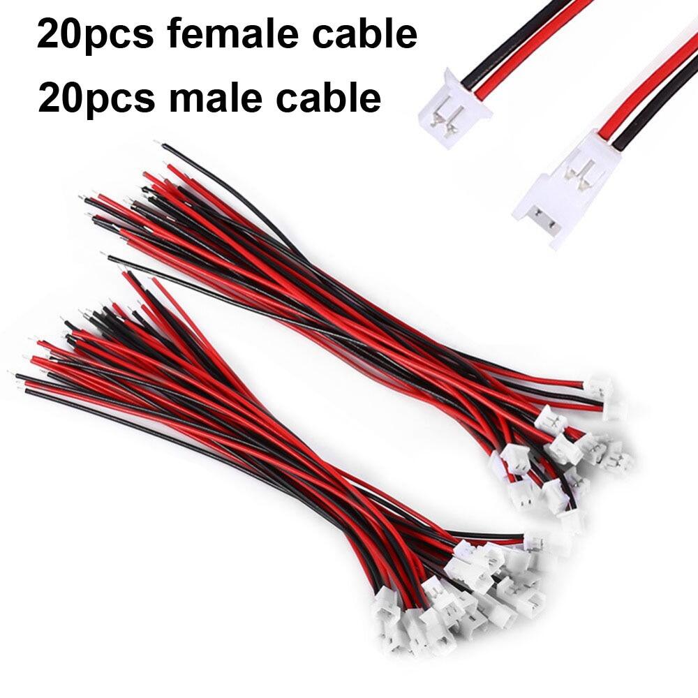 20pcs Male Female JST Connector Plug Cable 22AWG Silicone Lead Wire 10/15/30cm