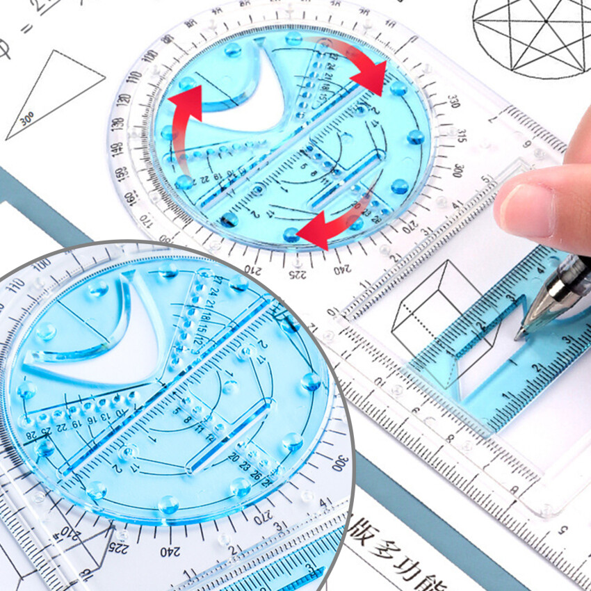 Multifunctional Geometric Ruler Geometric Drawing Template Measuring Tool School Office Building Drawing